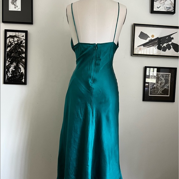 Vintage Teal Silk Arden B Slip Dress L - Picture 5 of 7
